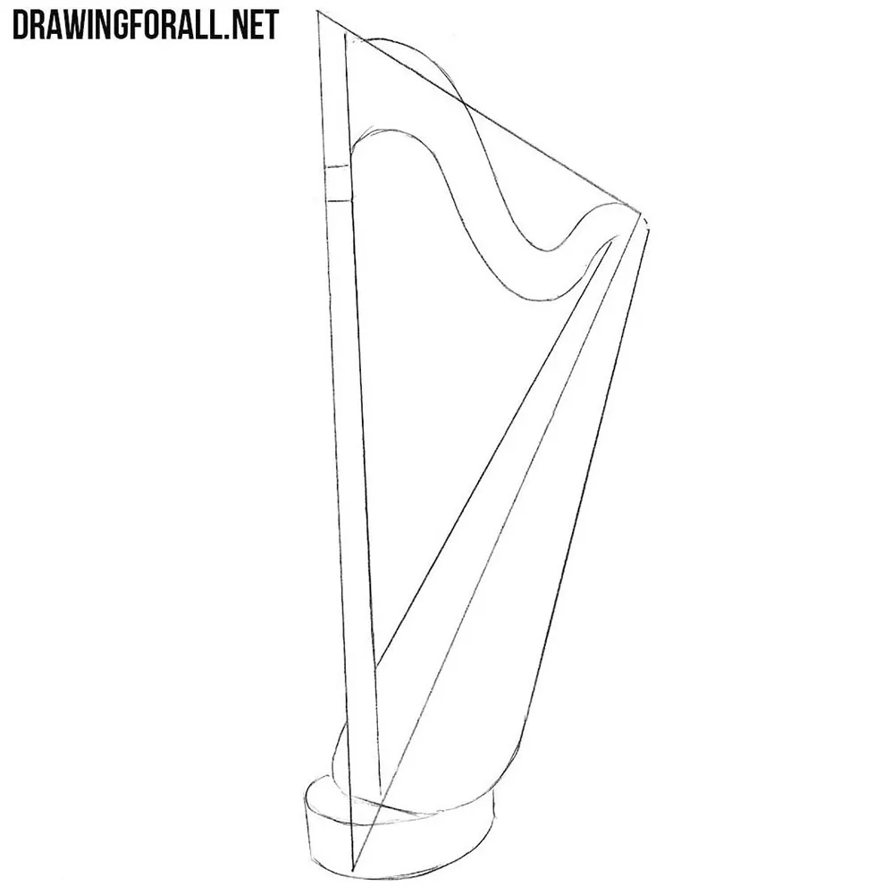 learn to draw a harp with a pencil