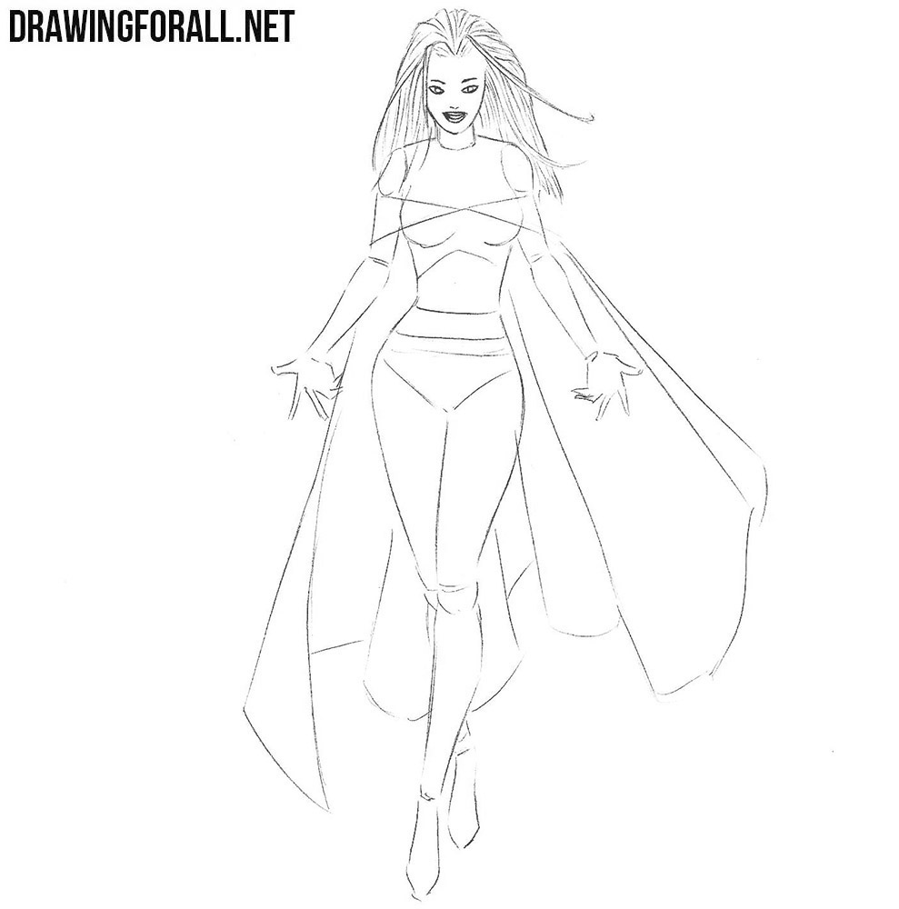 How to draw Emma Frost step by step