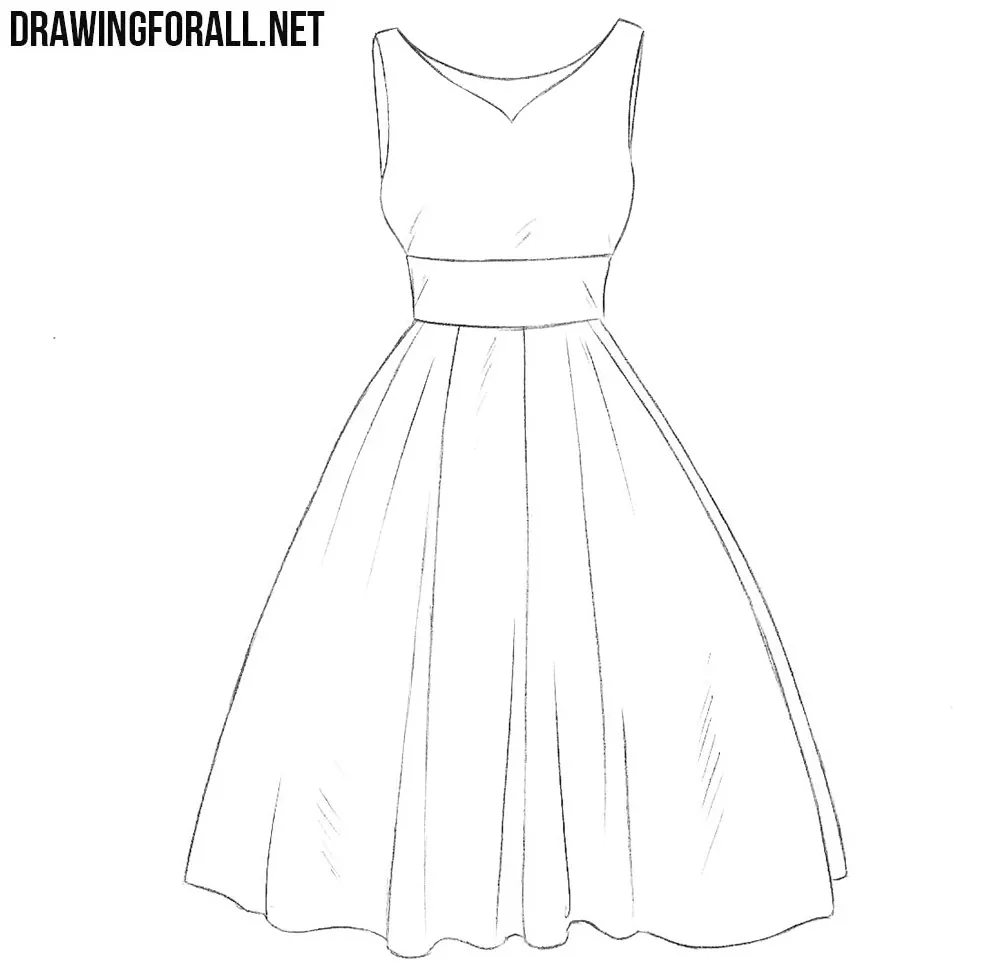 how to draw a Dress step by step for beginners