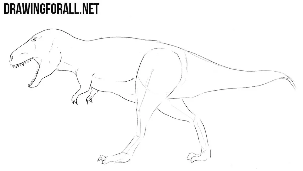 how to draw a Tyrannosaurus step by step