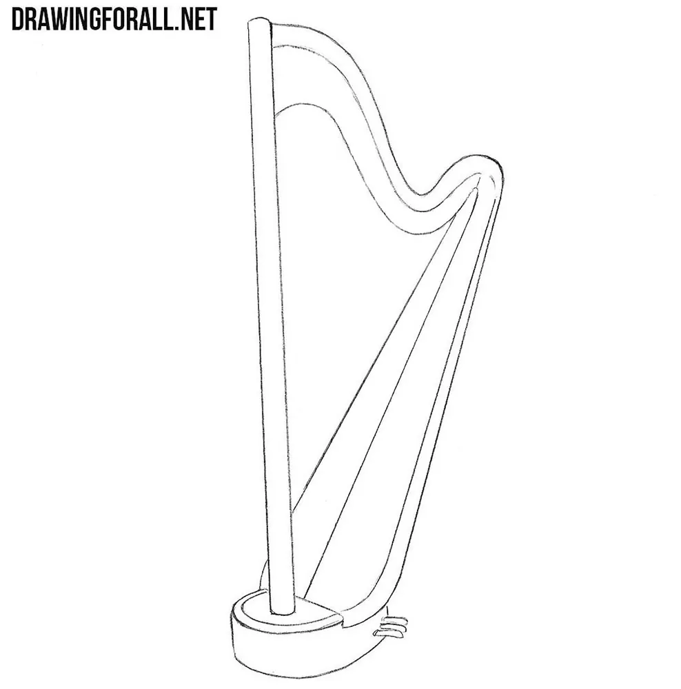 how to draw a harp