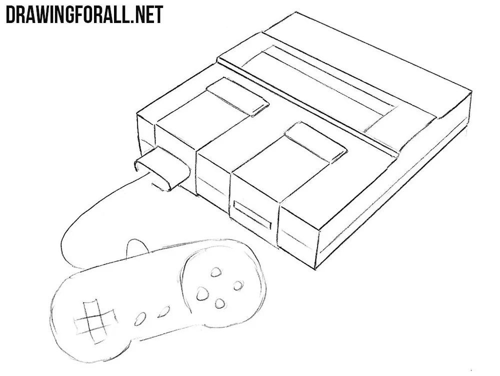 learn to draw a Super Nintendo step by step