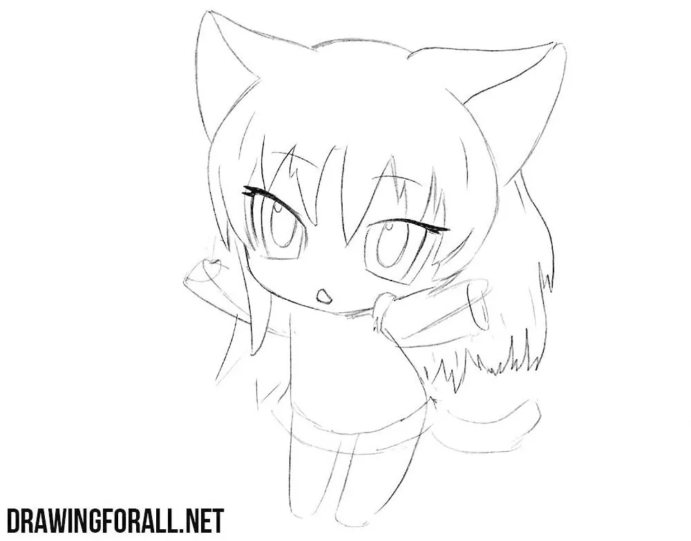 How to Draw a Cute Manga / Anime / Chibi Girl with her Kitty Cat - Easy Step  by Step Drawing Lesson - How to Draw Step by Step Drawing Tutorials