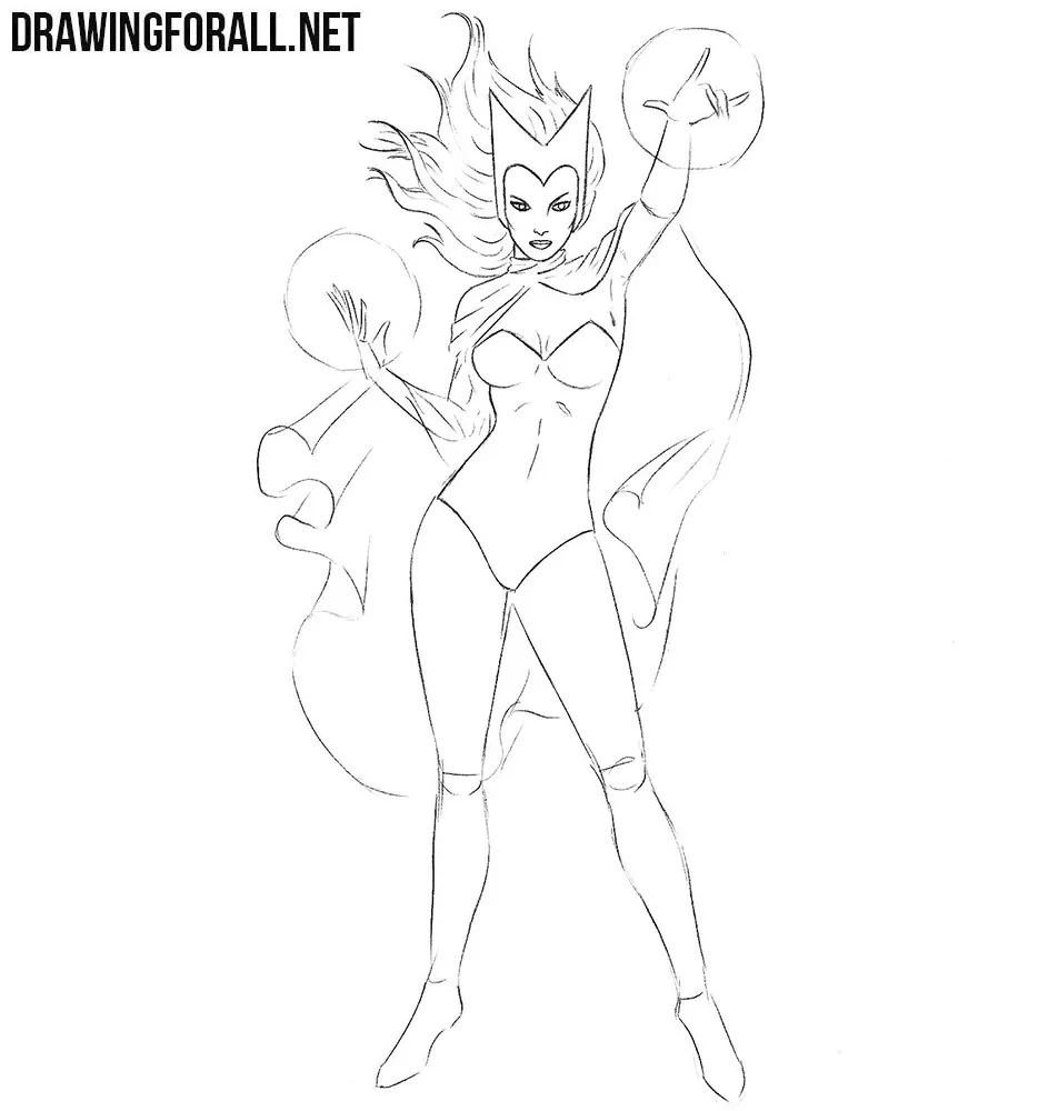 How to draw Scarlet Witch from avengers