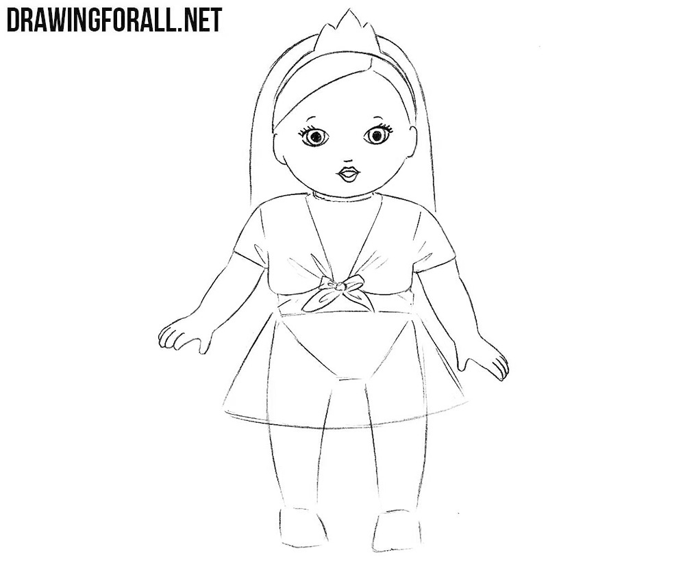 How to draw a doll  step by step