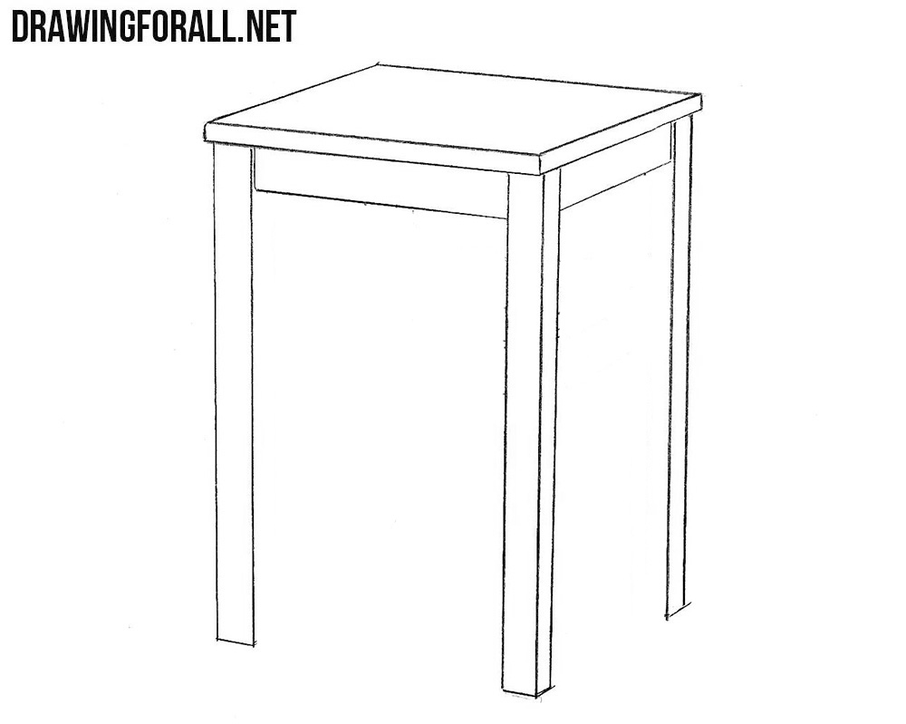How to draw a stool step by step