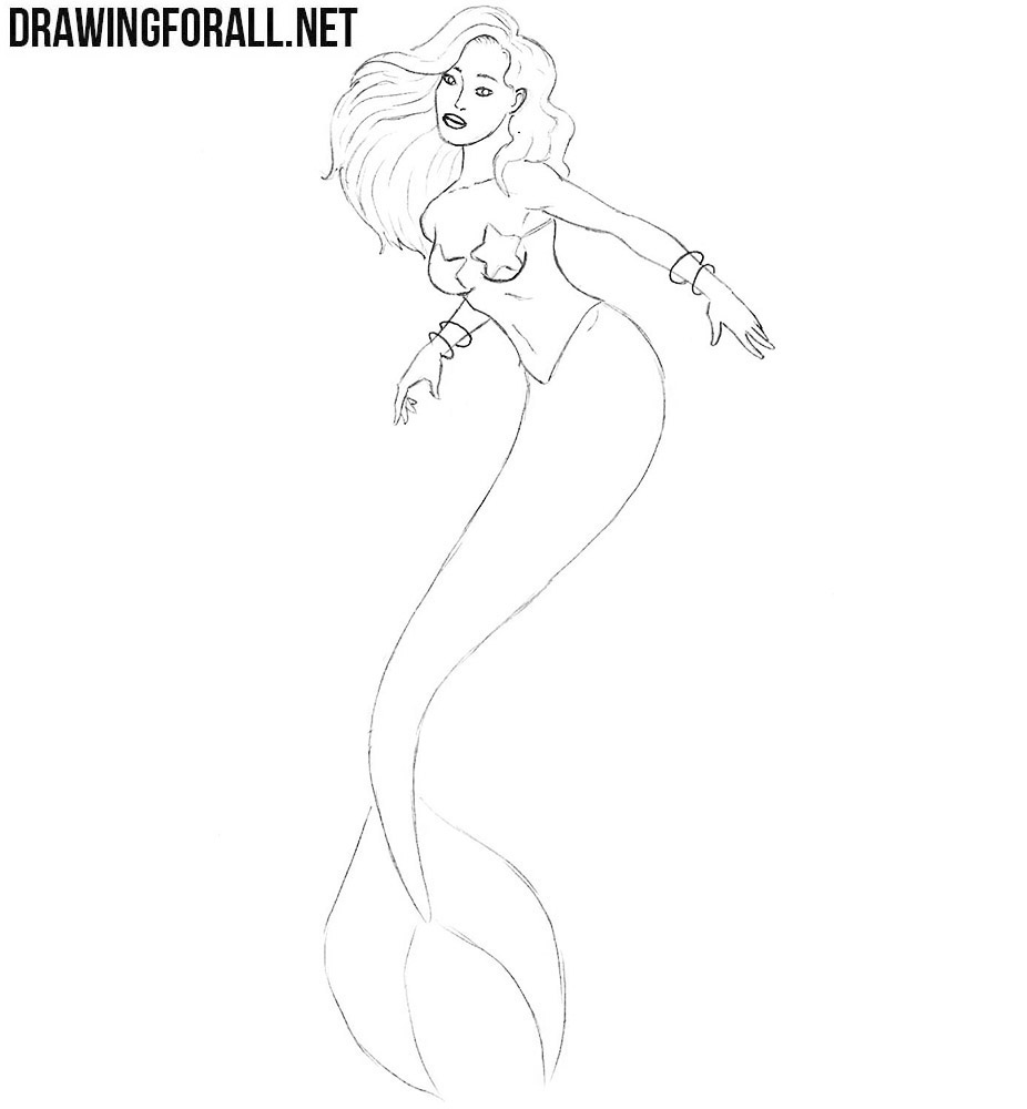learn to draw a mermaid step by step