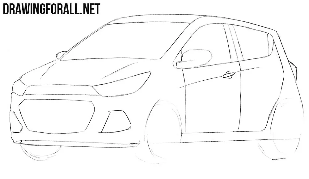 how to draw a chevrolet spark step by step