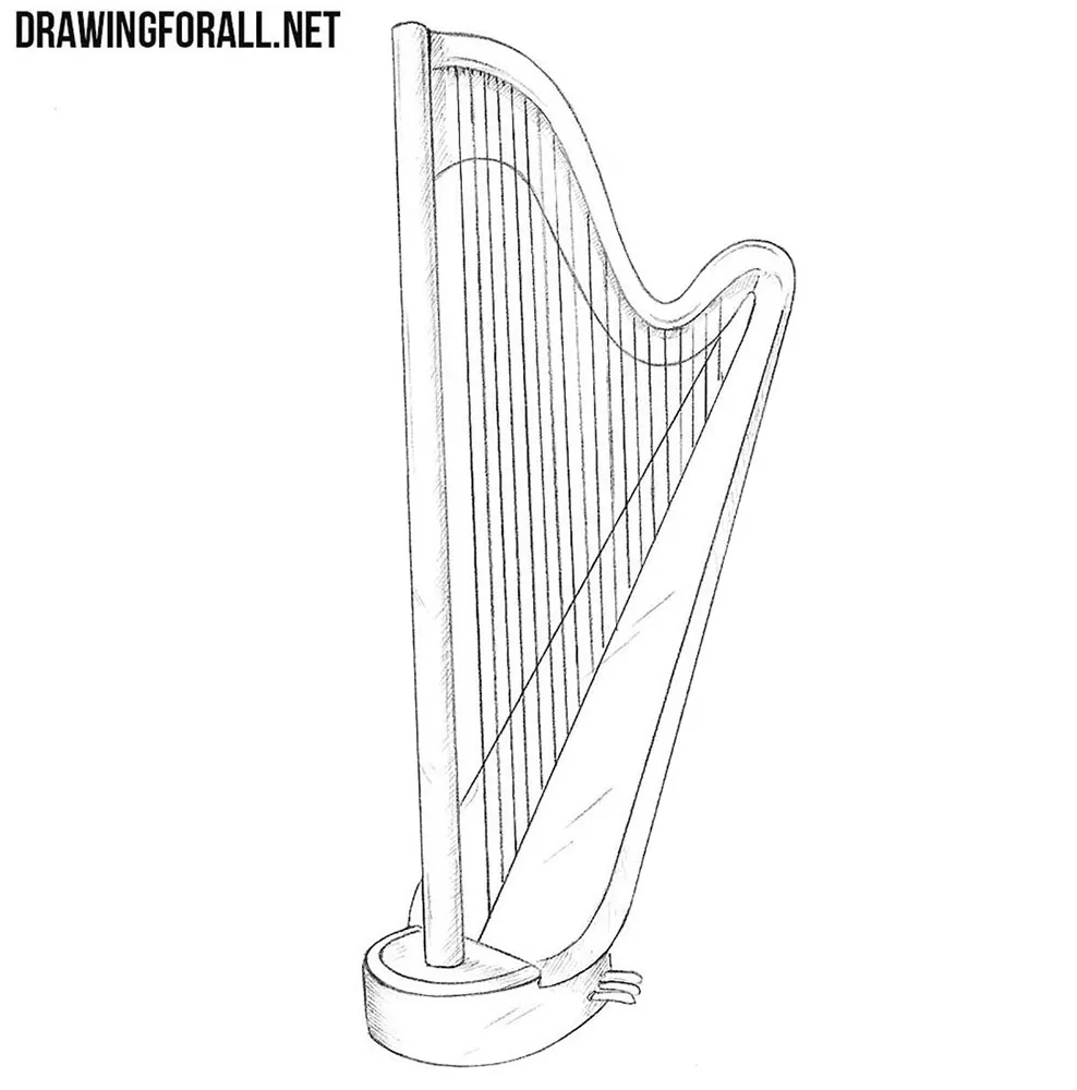 how to draw a harp
