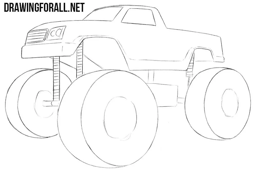 learn to draw a monster truck step by step