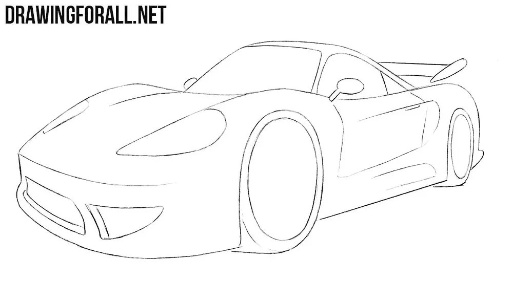 Sport's Car Drawing - How To Draw A Sport's Car Step By Step