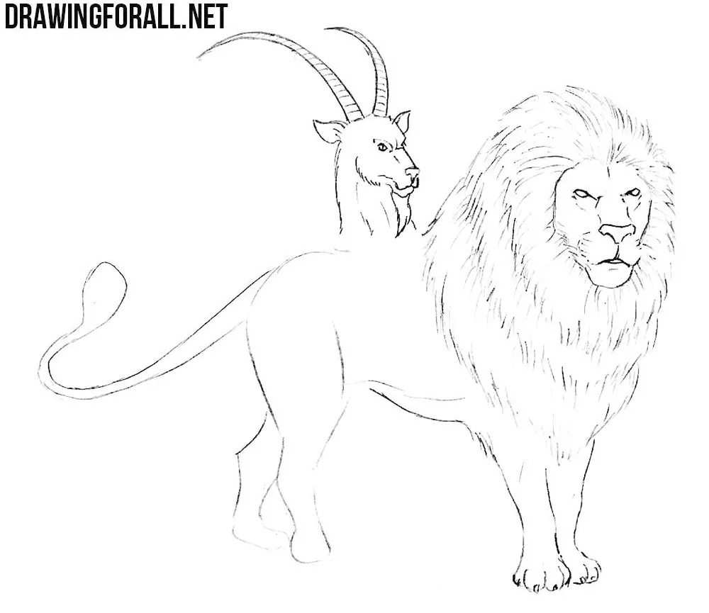 how to draw a chimera step by step