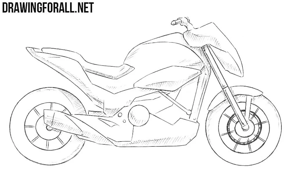 How to draw MOTO XJ 6 - step by step