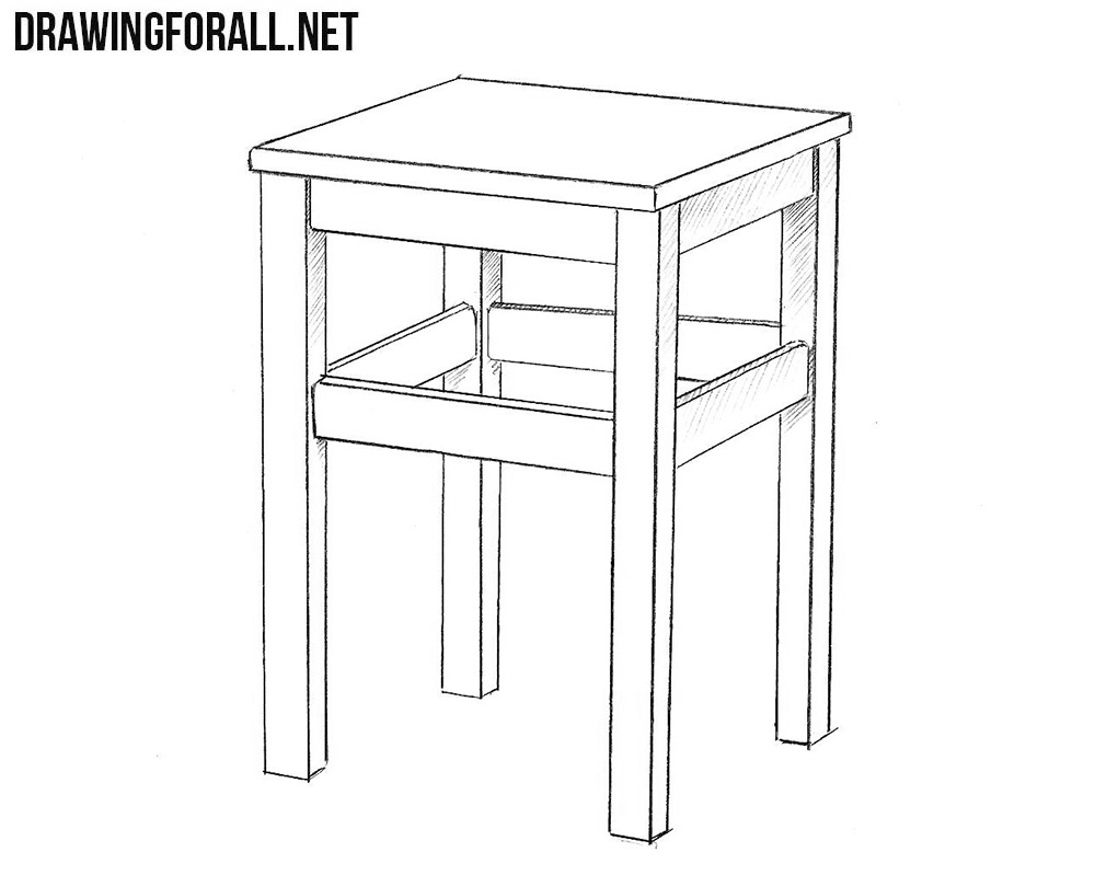 How to draw a realistic stool