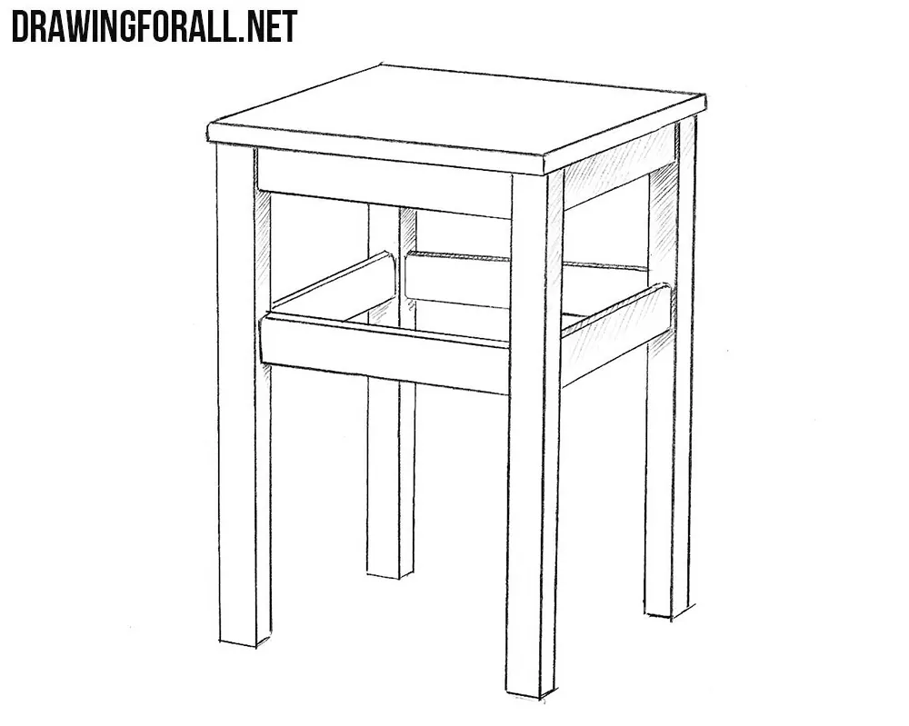 How to draw a realistic stool