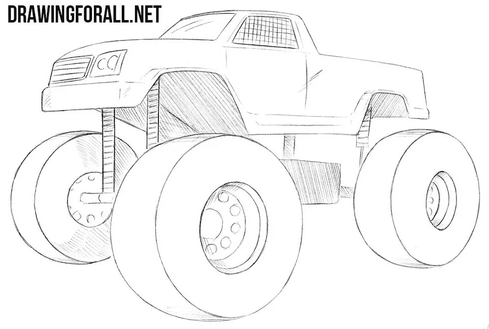 how to draw a monster truck