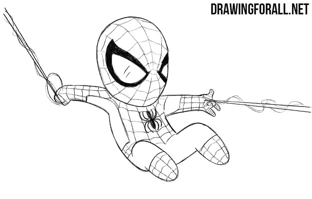 How to Draw Chibi Spider-man for kids