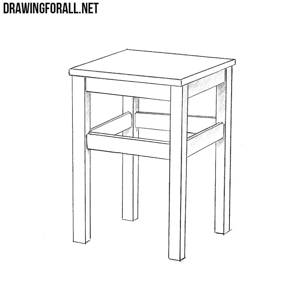 How to draw a realistic stool
