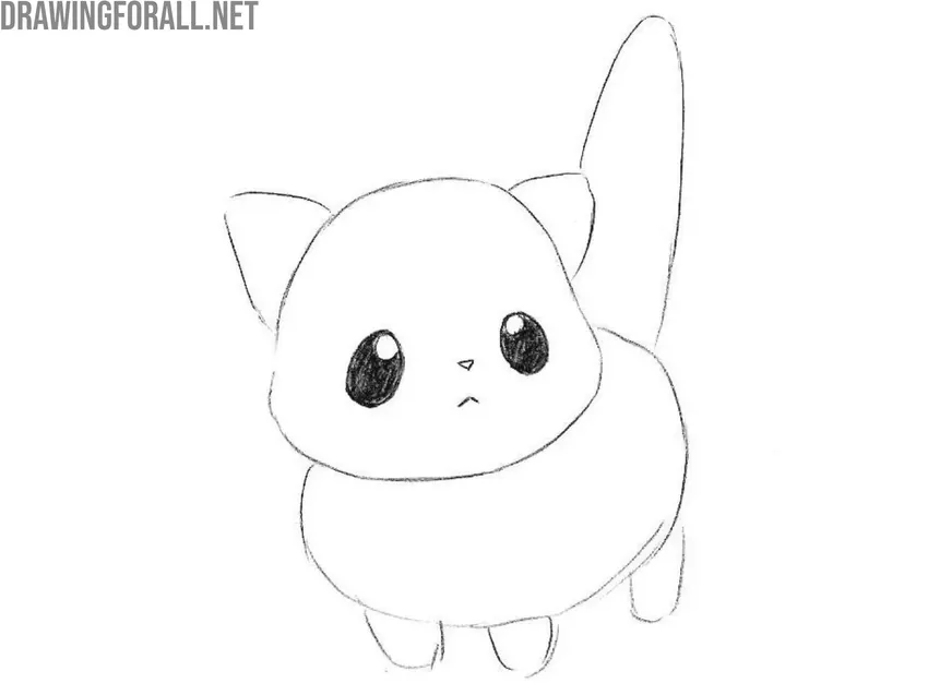 Draw the face of the chibi cat
