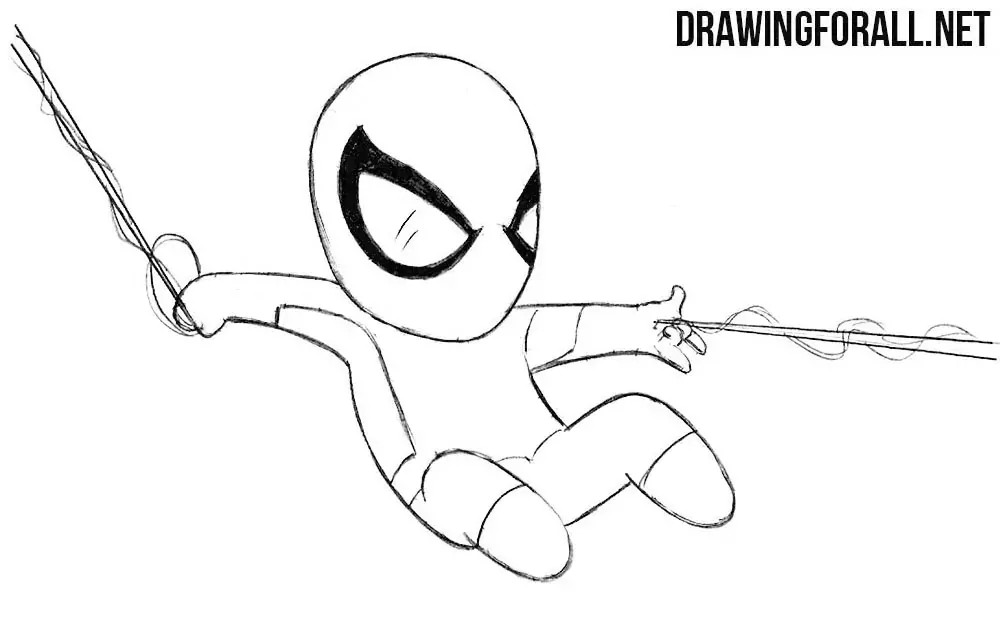 Draw the web of chibi Spider-Man