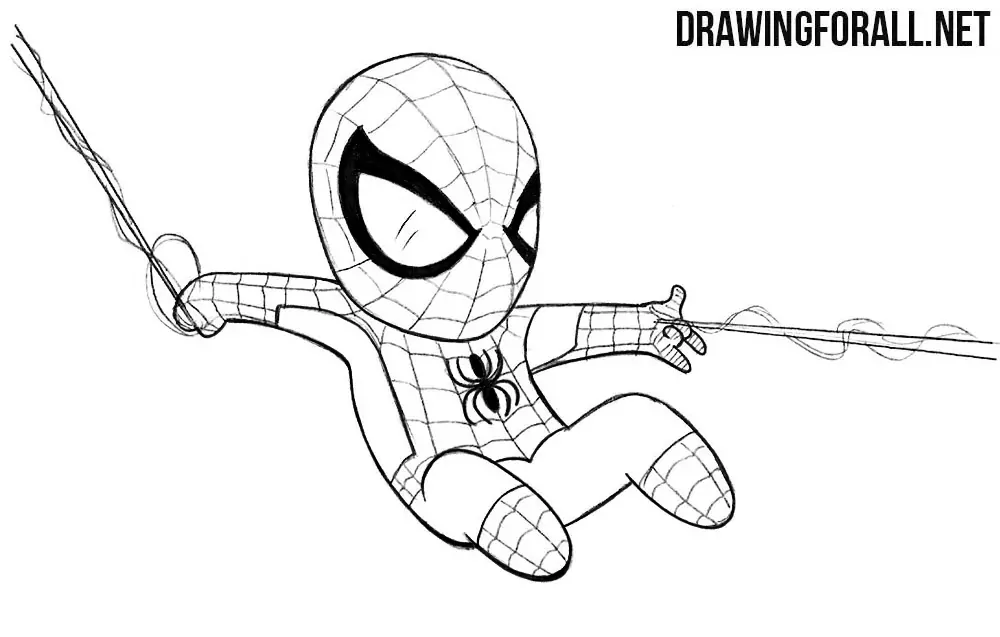 Sketch the web pattern on the suit