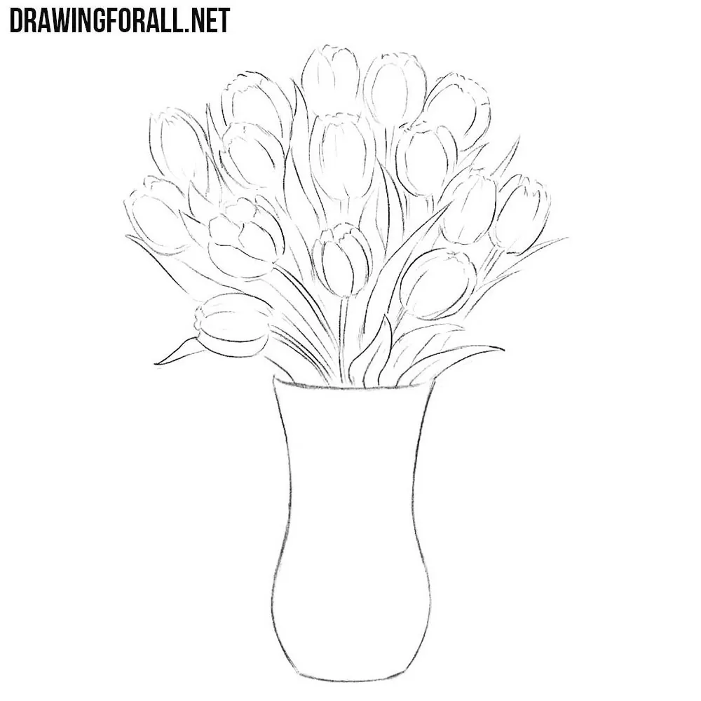 How to Draw Flowers in a Vase