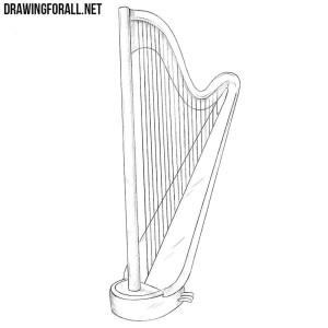 how to draw a harp