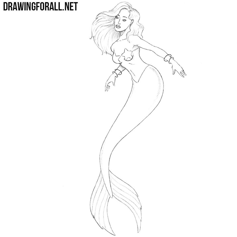 How to draw a mermaid in simple way Mermaid drawing for kids and  beginners  YouTube