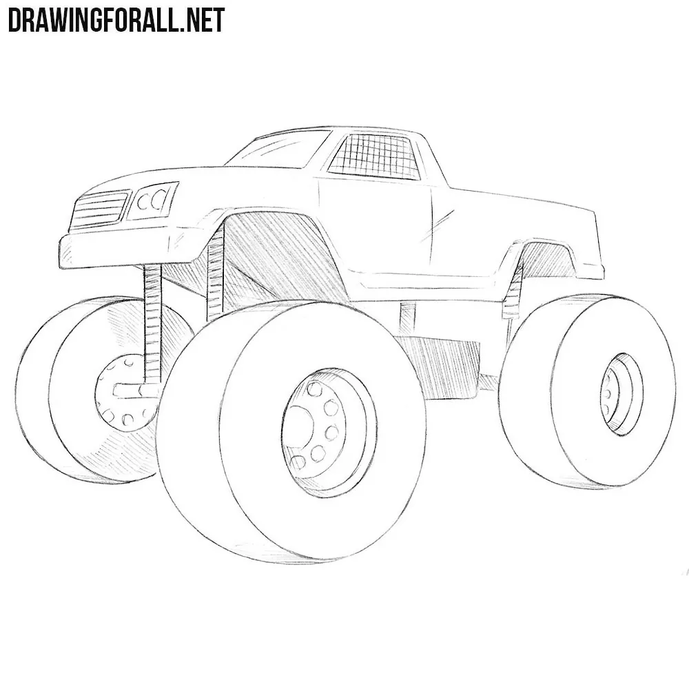 Unique Sketch Monster Truck Drawing 