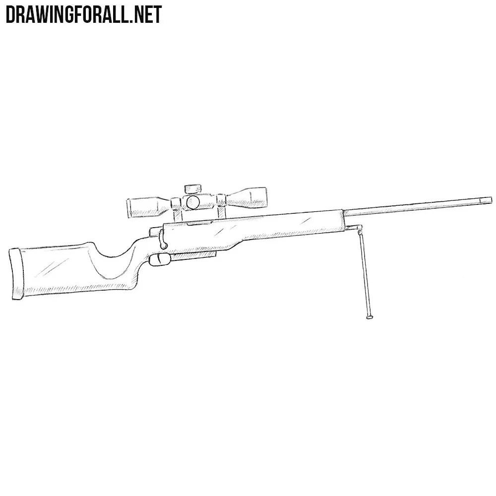 how to draw a sniper rifle