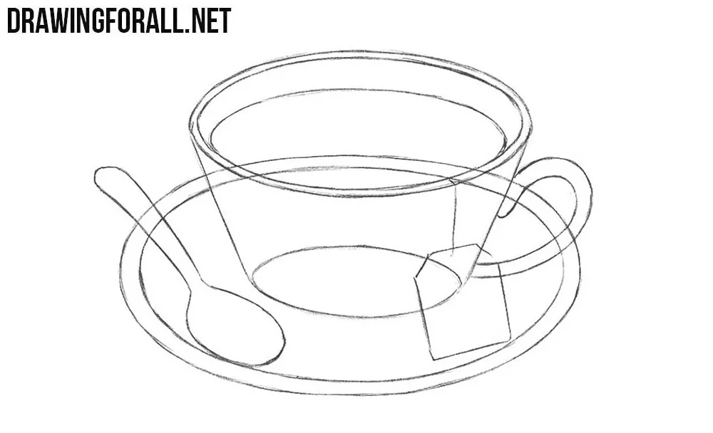 How to draw a cup of tea step by step