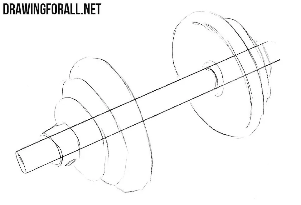How to sketch a dumbbell step by step