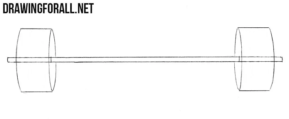 how to draw a barbell step by step