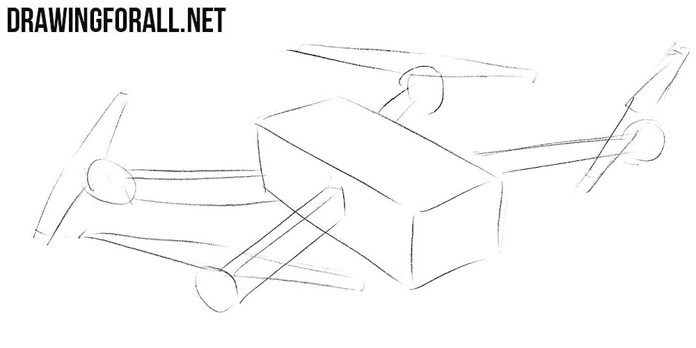 how to draw a quadcopter step by step