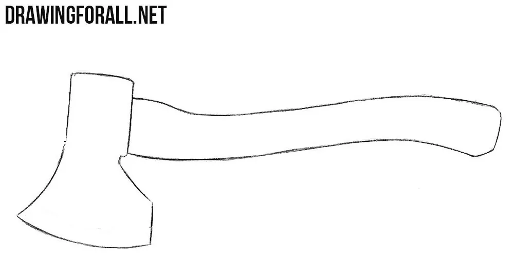 how to draw an axe step by step