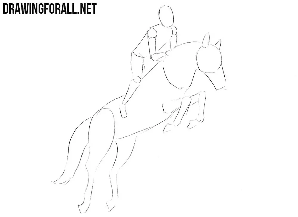 How to draw a horse rider step by step