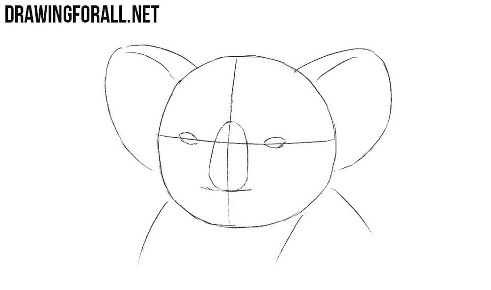 How to draw a koala head step by step