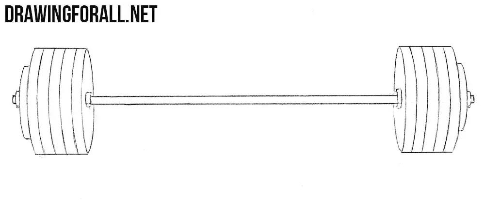 how to draw a barbell step by step