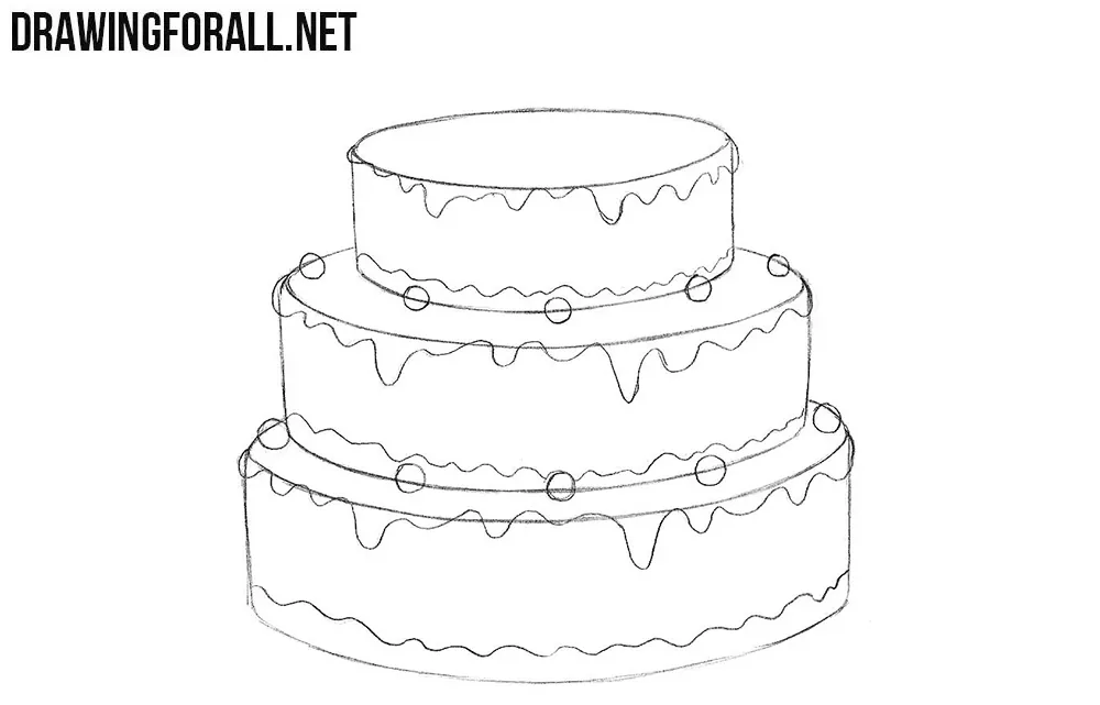 How to draw a cake step by step