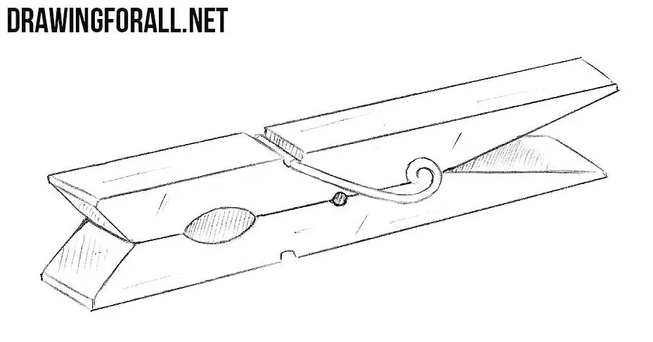 How to draw a clothespin