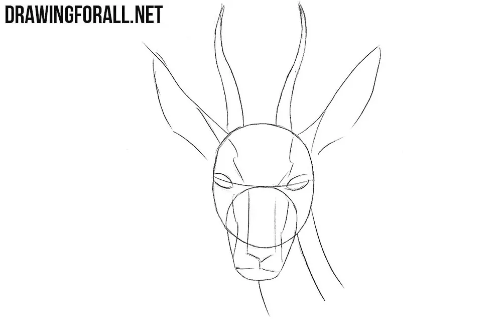How to draw a gazelle head step by step