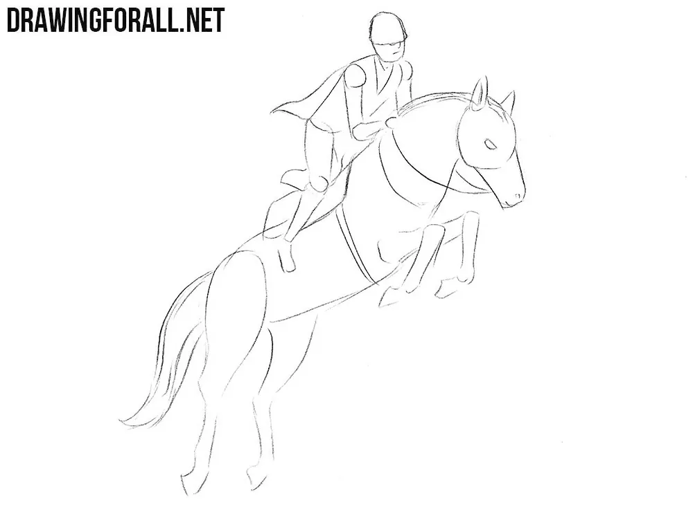 How to draw a horse rider step by step