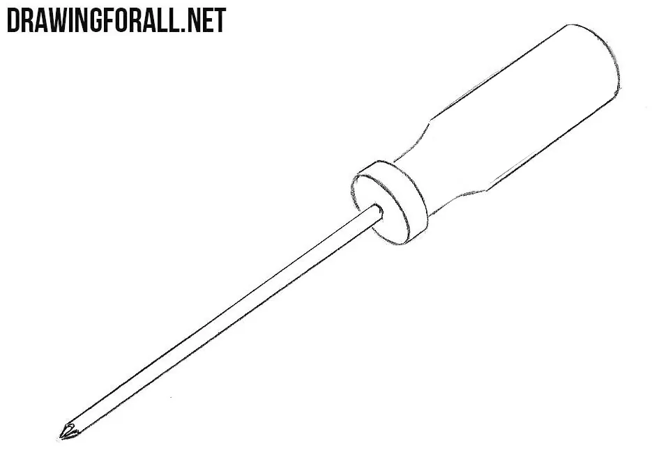 How to draw a screwdriver step by step