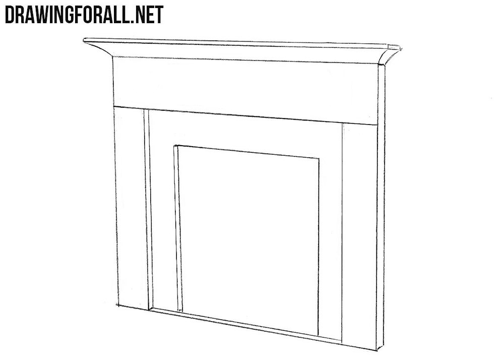 How to sketch a fireplace step by step