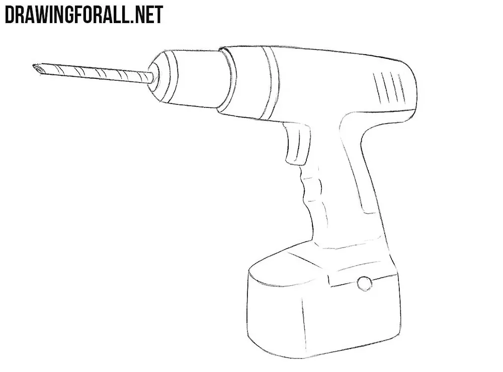 How to draw a drill step by step