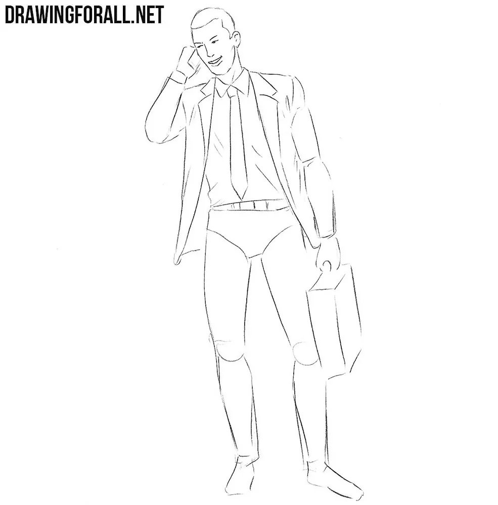 learn how to draw a businessman step by step