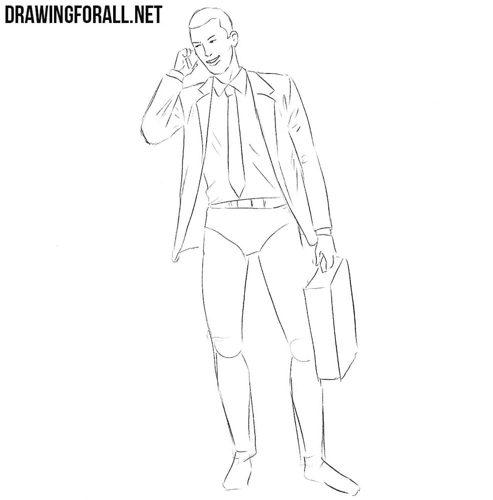 how to draw businessman step by step