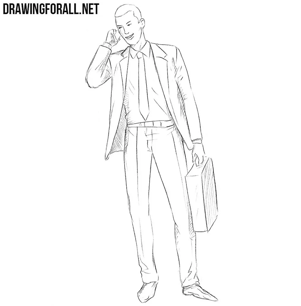 how to draw a businessman