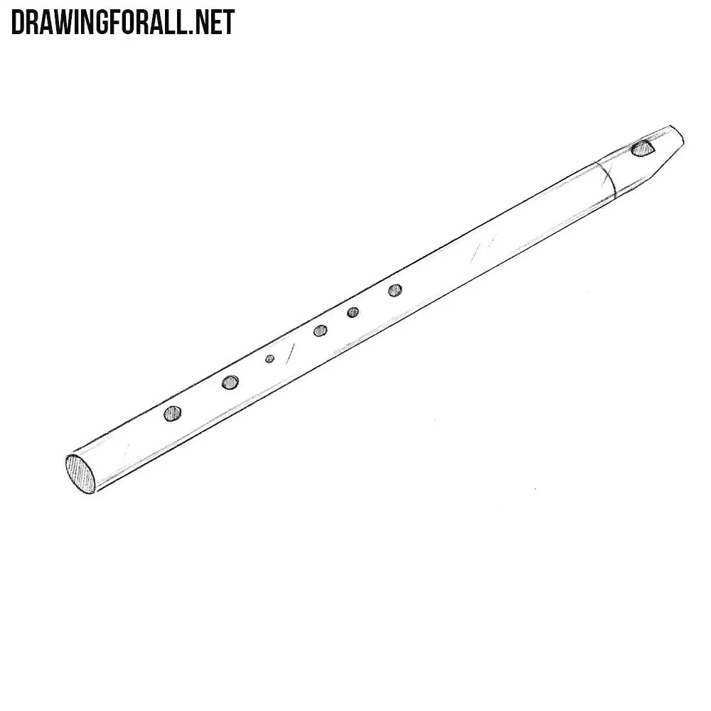 Flute drawing engraving ink line art Royalty Free Vector