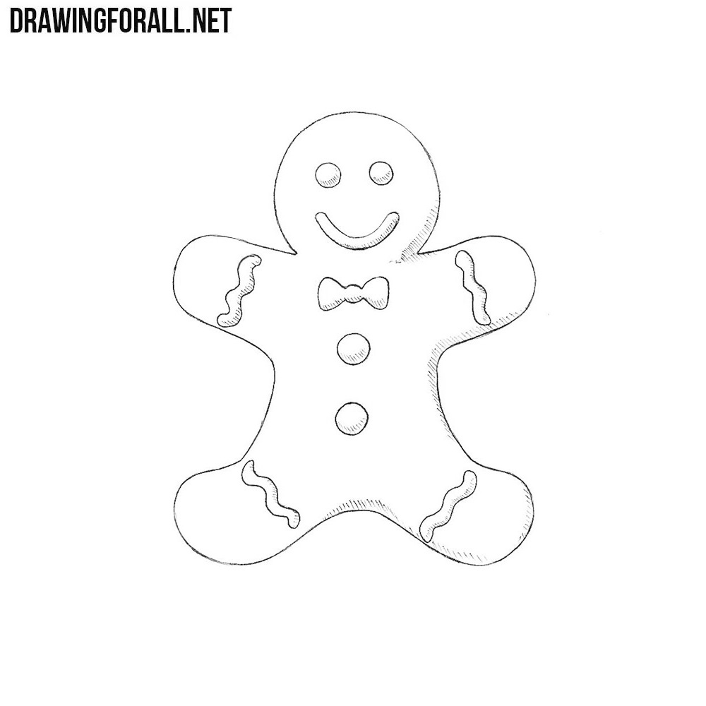 Gingerbread Drawing Tutorial - How to draw Gingerbread step by step